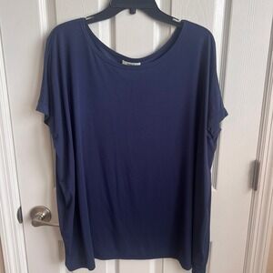 Piko Relaxed Fit T-Shirt Bamboo Blend Short Sleeve Top Navy Blue M